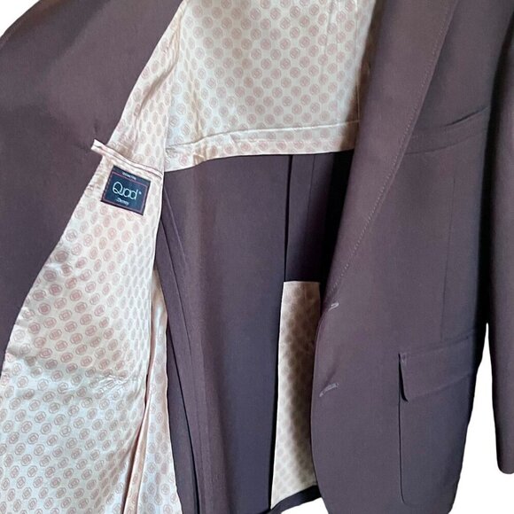 Quad Brown Sports Coat Blazer Jacket Vintage 70s Retro 2 Button Pockets Poly Ble - Picture 6 of 9